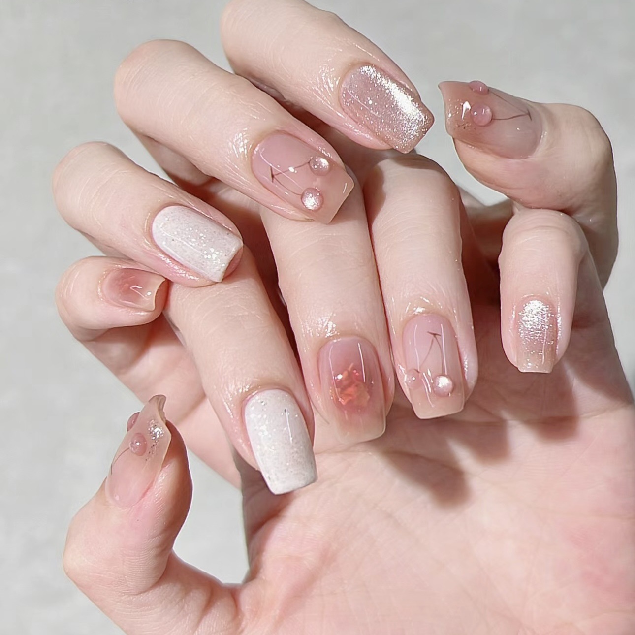 10pcs Pink Cat-Eye Handmade Na - Nail Art Full Cat Eye ulasan dan harga