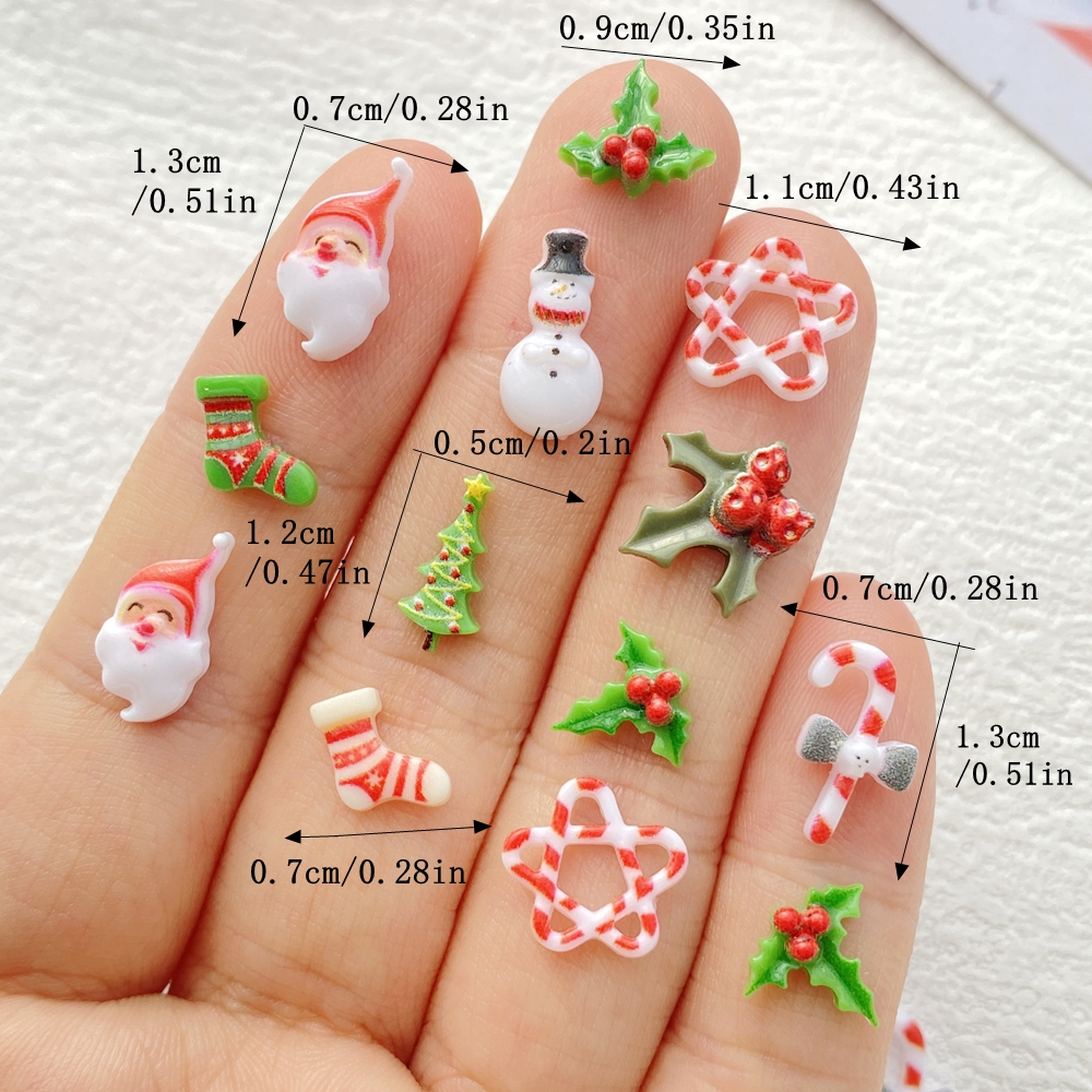50Pcs Mixed Nail Art Resin Chr - Nail Art Xmas ulasan dan harga