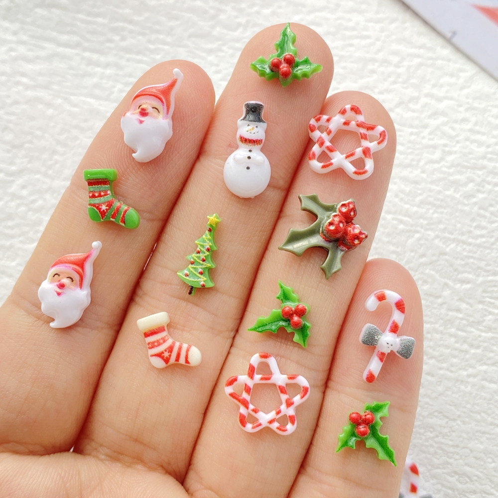 50Pcs Mixed Nail Art Resin Chr - Nail Art Xmas ulasan dan harga