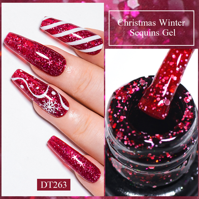 7ML Christmas Glitter Gel Nail - Nail Art Xmas ulasan dan harga