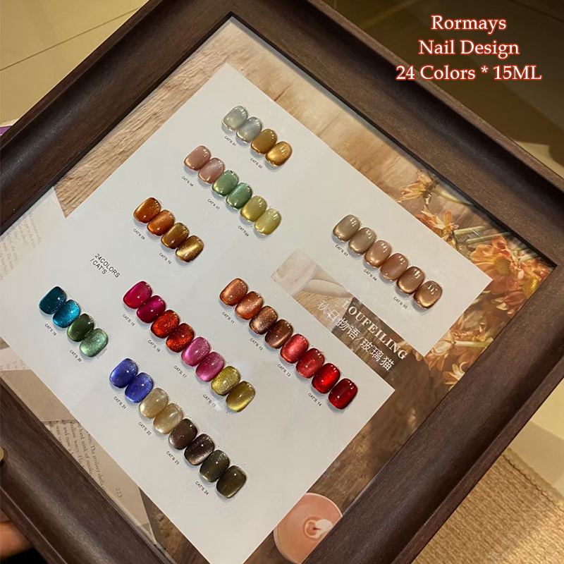 24PCS Cat Eye Gel Polish Set M - Nail Art Red Wine Cat Eye ulasan dan harga