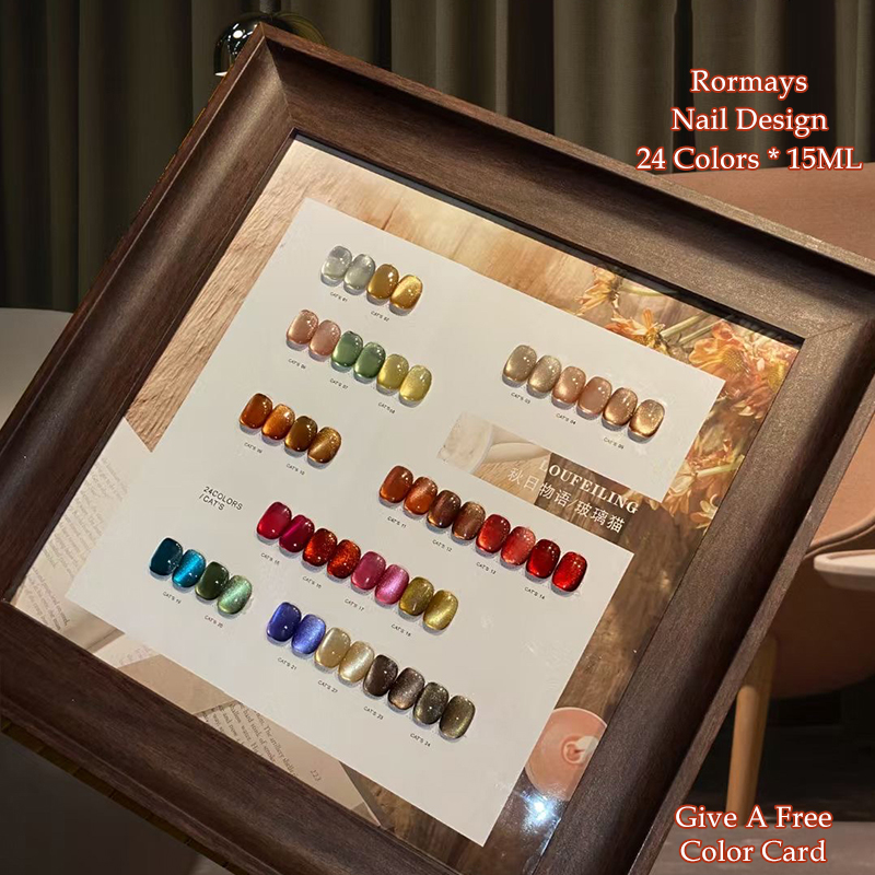 24PCS Cat Eye Gel Polish Set M - Nail Art Red Wine Cat Eye ulasan dan harga