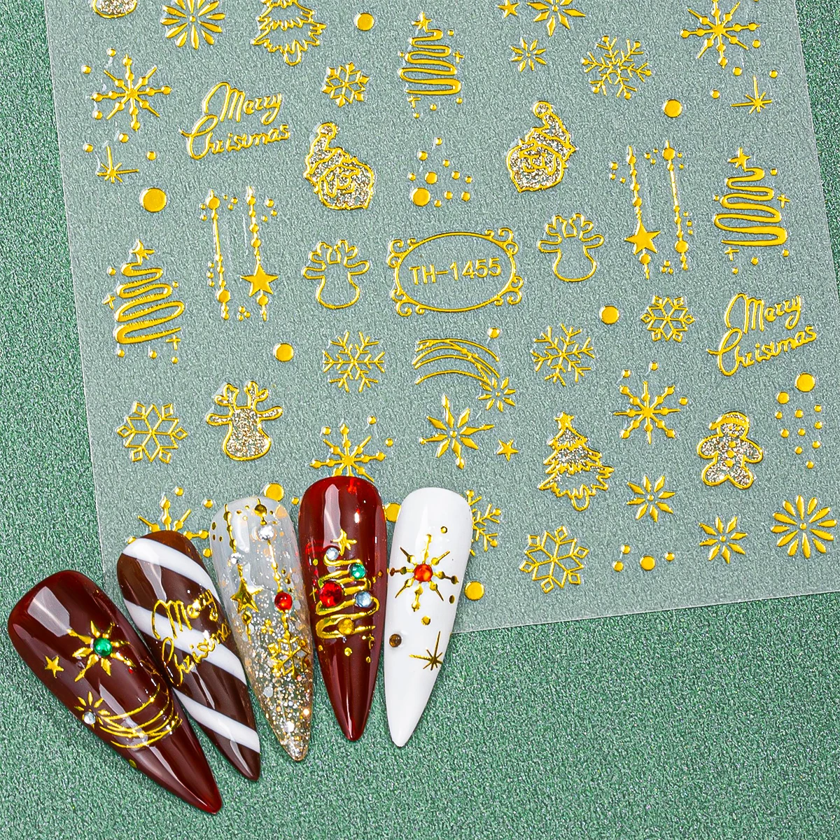 2pcs Cute New Year Cartoon Nai - Nail Art Xmas ulasan dan harga