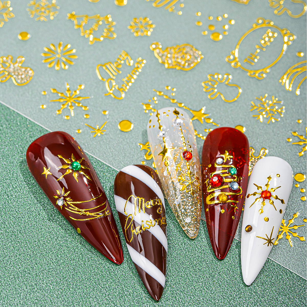 2pcs Cute New Year Cartoon Nai - Nail Art Xmas ulasan dan harga