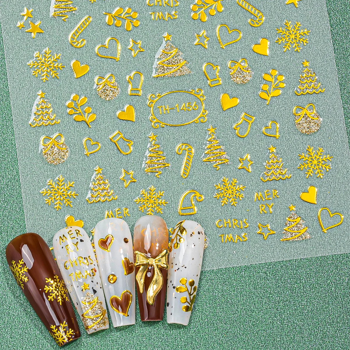 2pcs Cute New Year Cartoon Nai - Nail Art Xmas ulasan dan harga