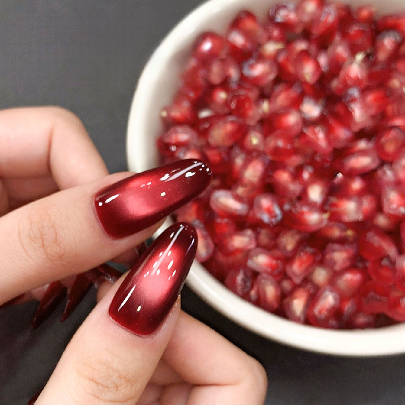 MIANEL 10ML Red Pomegranate Ca - Nail Art Red Wine Cat Eye ulasan dan harga