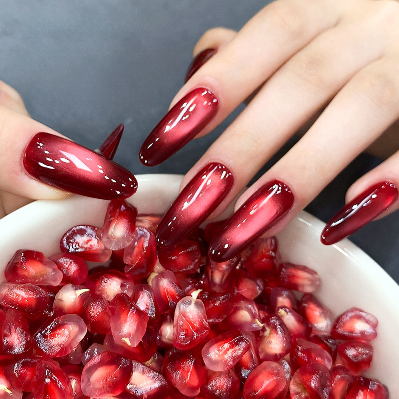 MIANEL 10ML Red Pomegranate Ca - Nail Art Red Wine Cat Eye ulasan dan harga
