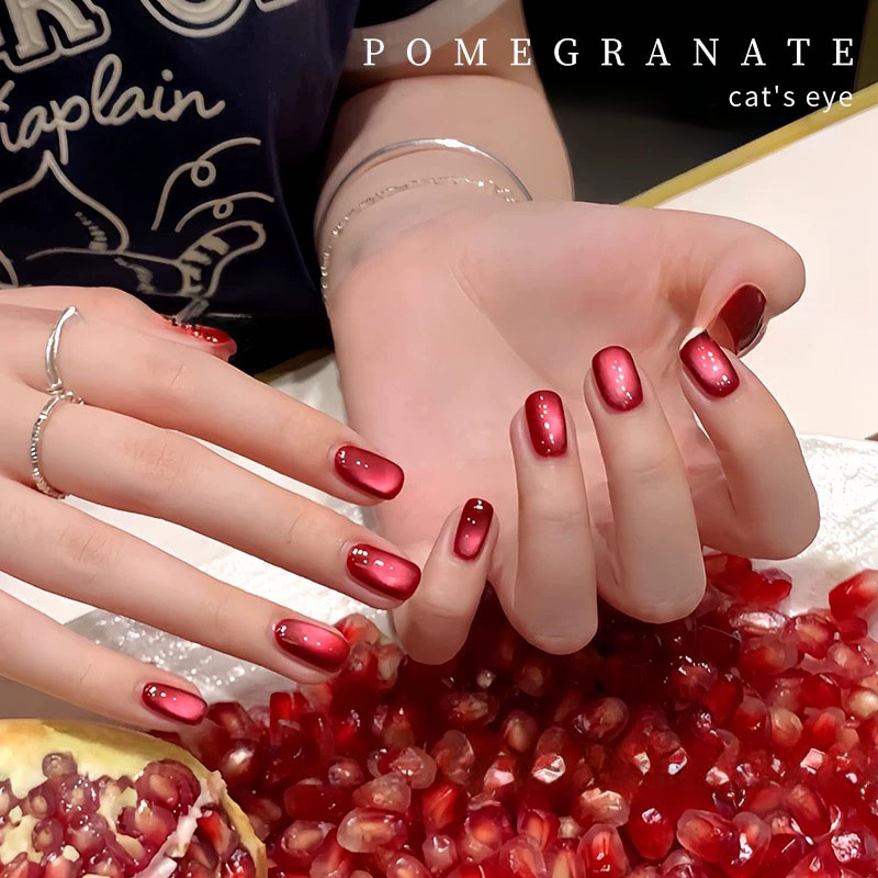 MIANEL 10ML Red Pomegranate Ca - Nail Art Red Wine Cat Eye ulasan dan harga