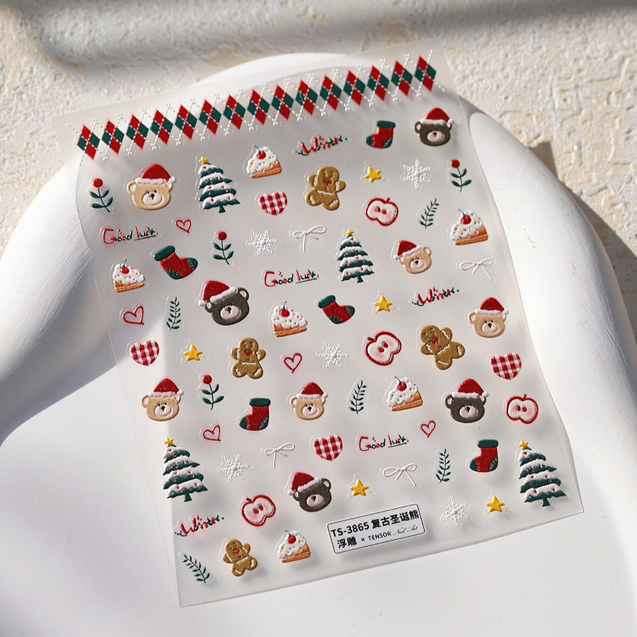 Cute Christmas Bear & Gingerbr - Nail Art Xmas ulasan dan harga