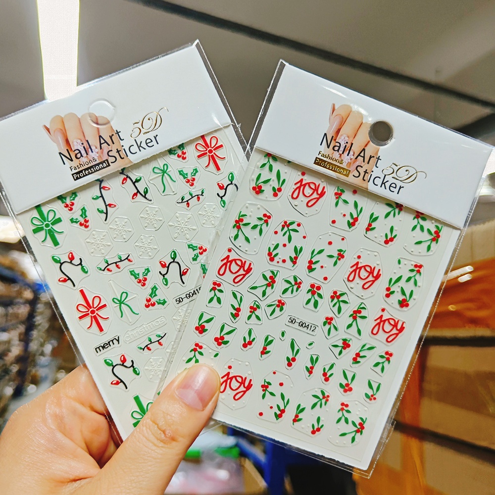 2pcs Christmas Holly Nail Art  - Nail Art Xmas ulasan dan harga