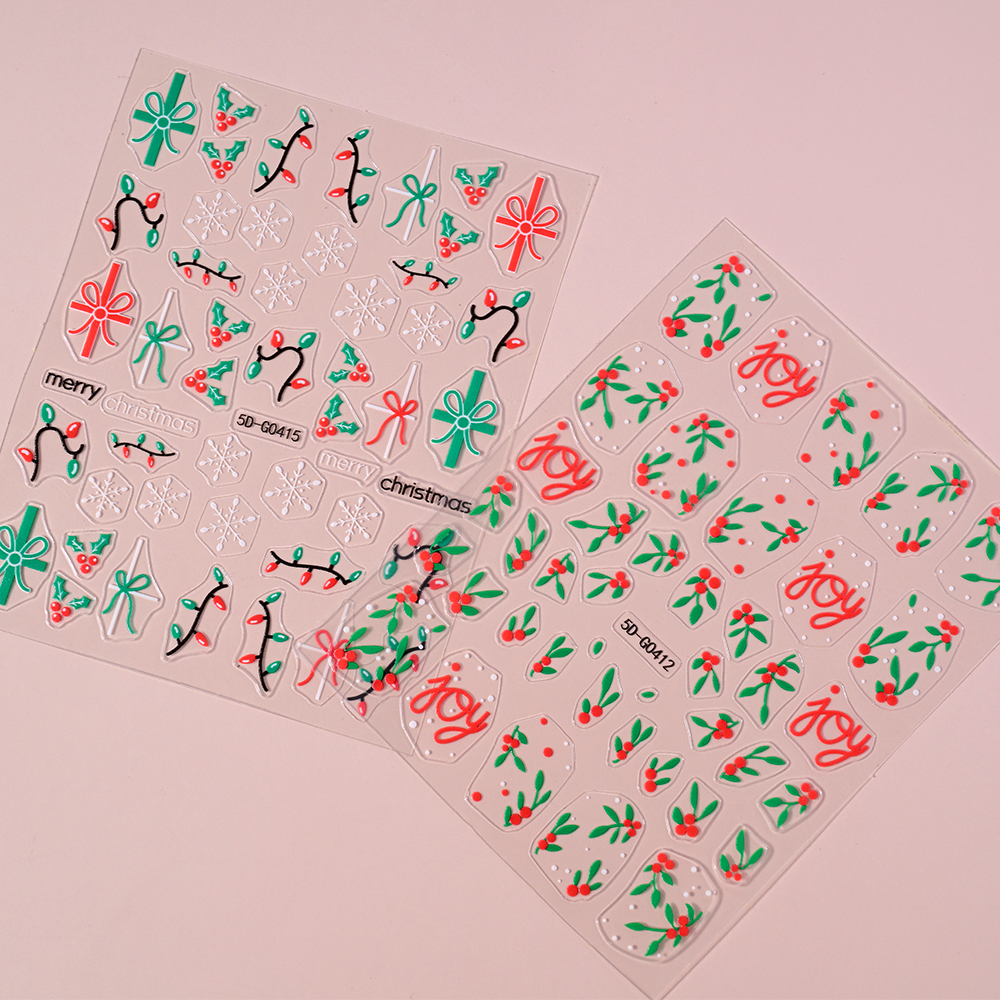 2pcs Christmas Holly Nail Art  - Nail Art Xmas ulasan dan harga