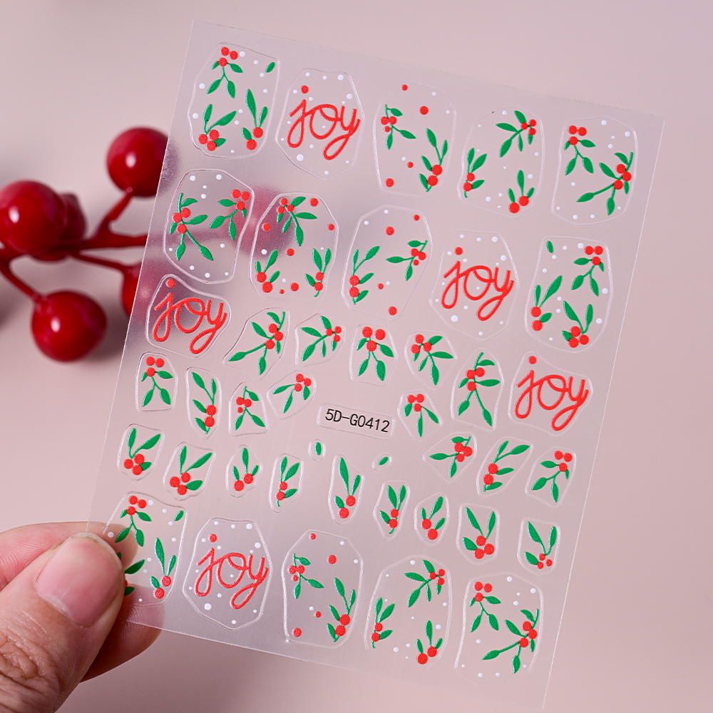 2pcs Christmas Holly Nail Art  - Nail Art Xmas ulasan dan harga
