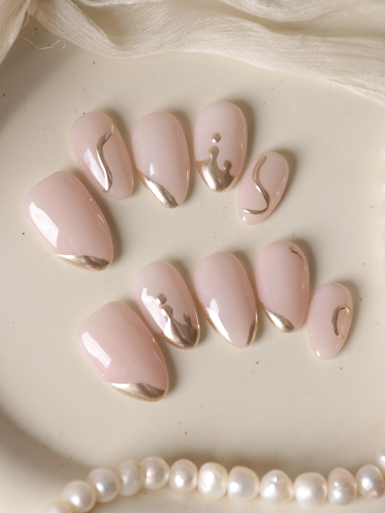 10Pcs Press on Nails Short Gol - Nail Adhesive Tab ulasan dan harga