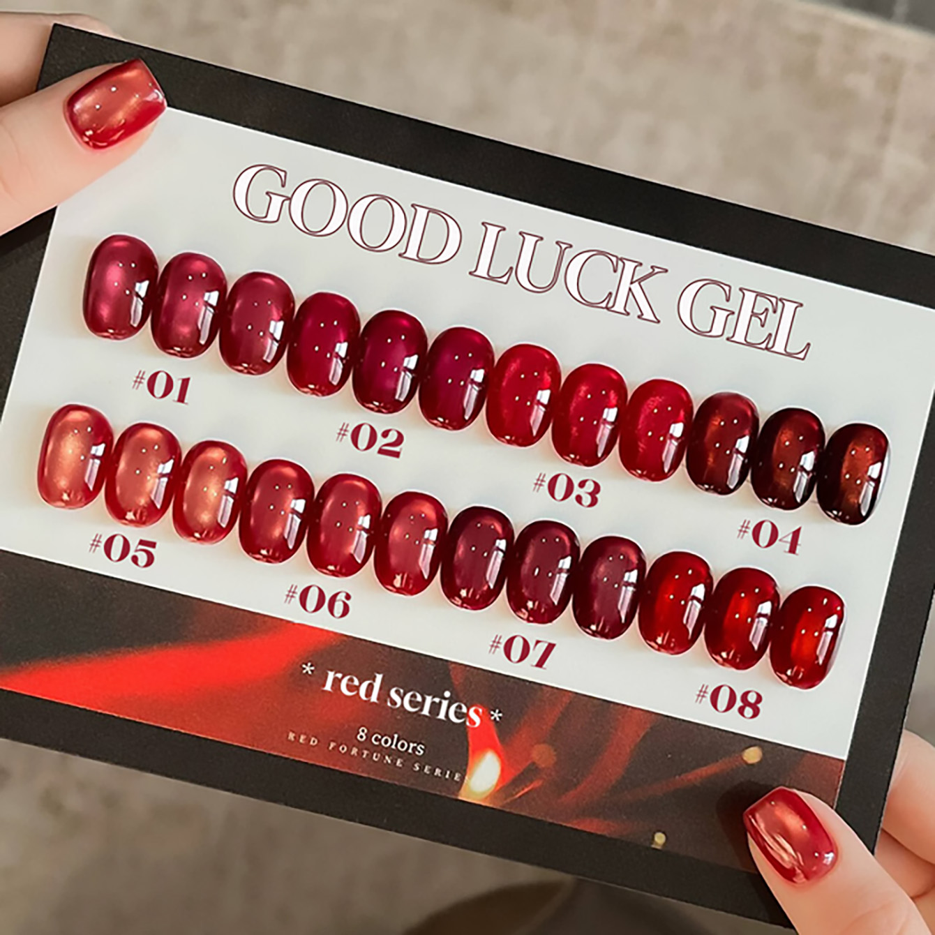 1pcs PSK 2026 New Year Fortune - Nail Art Red Wine Cat Eye ulasan dan harga