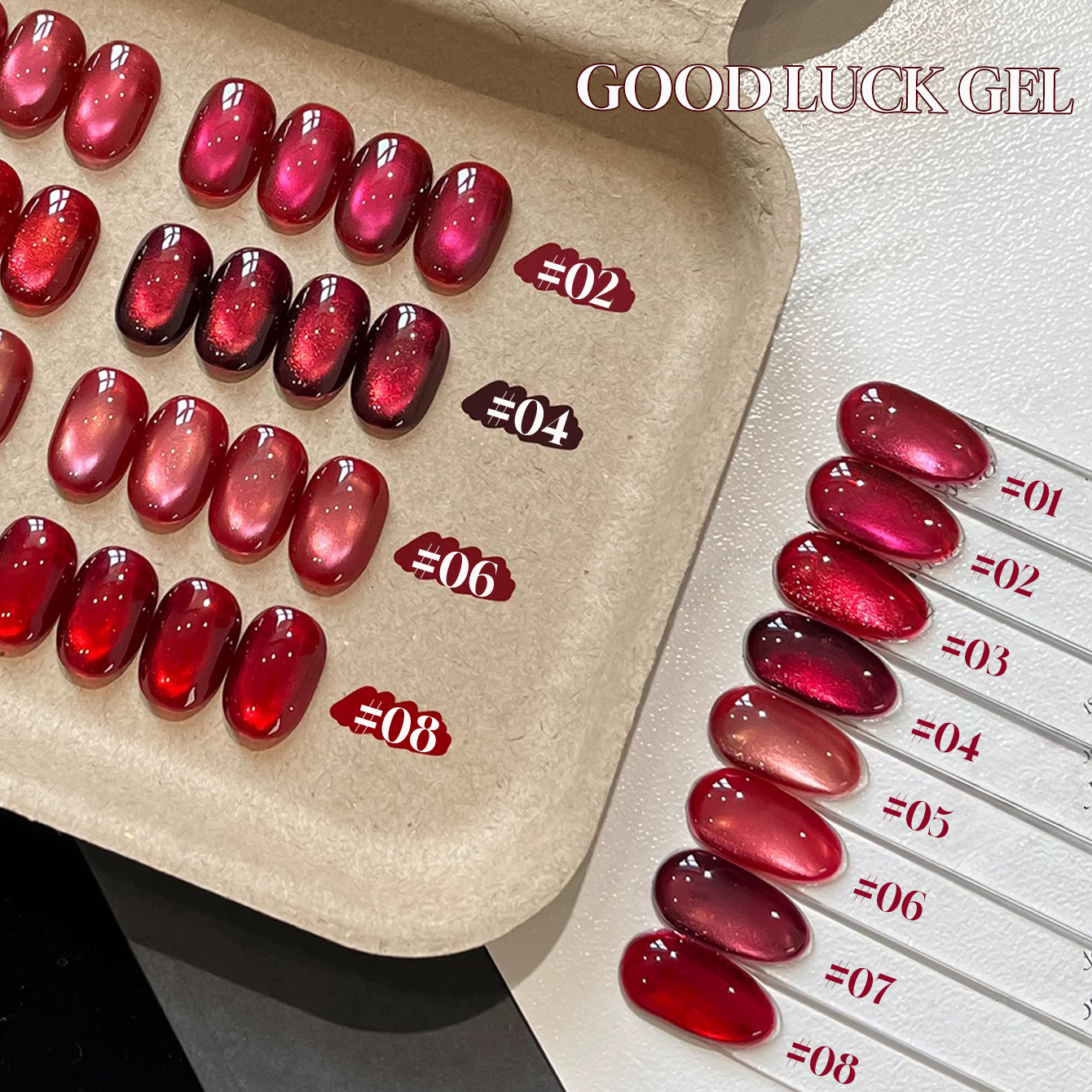 1pcs PSK 2026 New Year Fortune - Nail Art Red Wine Cat Eye ulasan dan harga