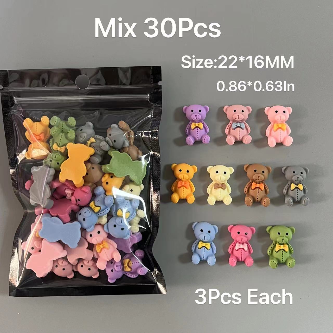 30Pcs Mix Cartoon Bear Bunny H - Nail Art Xxl ulasan dan harga