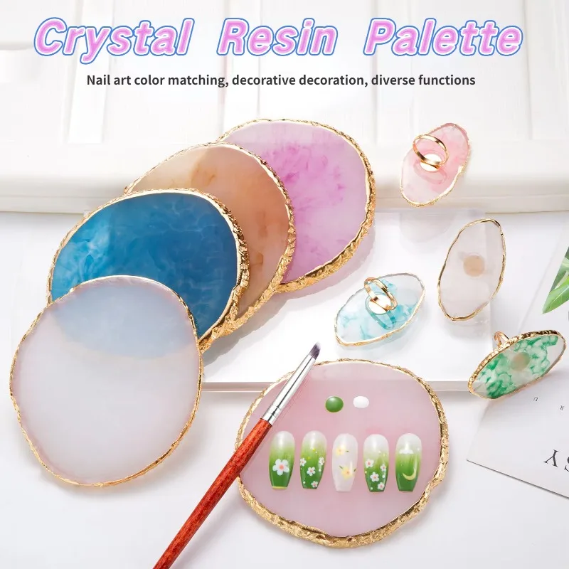 Round Resin Agate Stone Nail A - Nail Art Vector ulasan dan harga