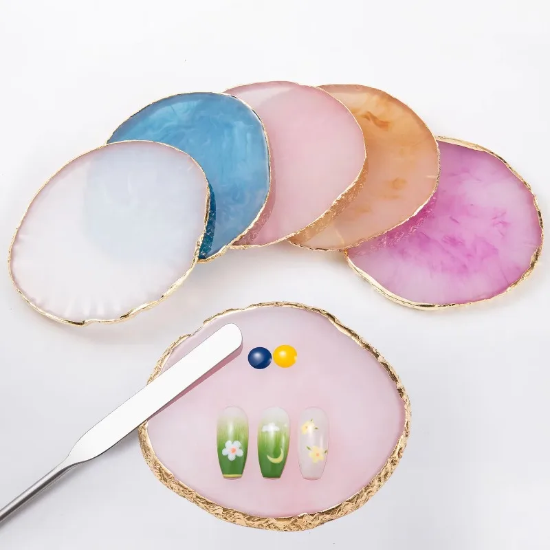 Round Resin Agate Stone Nail A - Nail Art Vector ulasan dan harga
