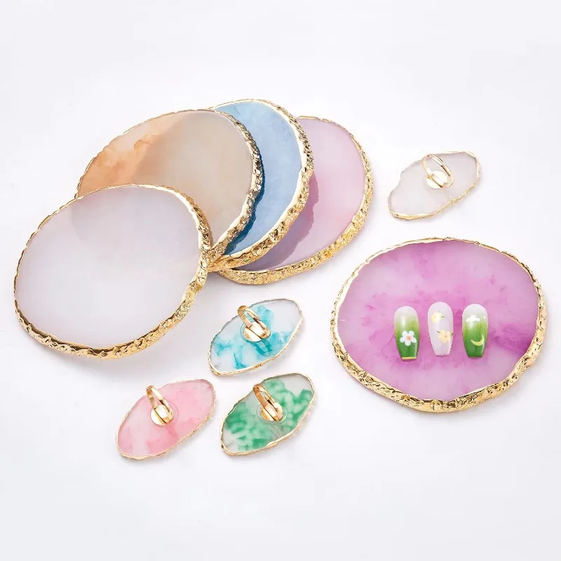 Round Resin Agate Stone Nail A - Nail Art Vector ulasan dan harga