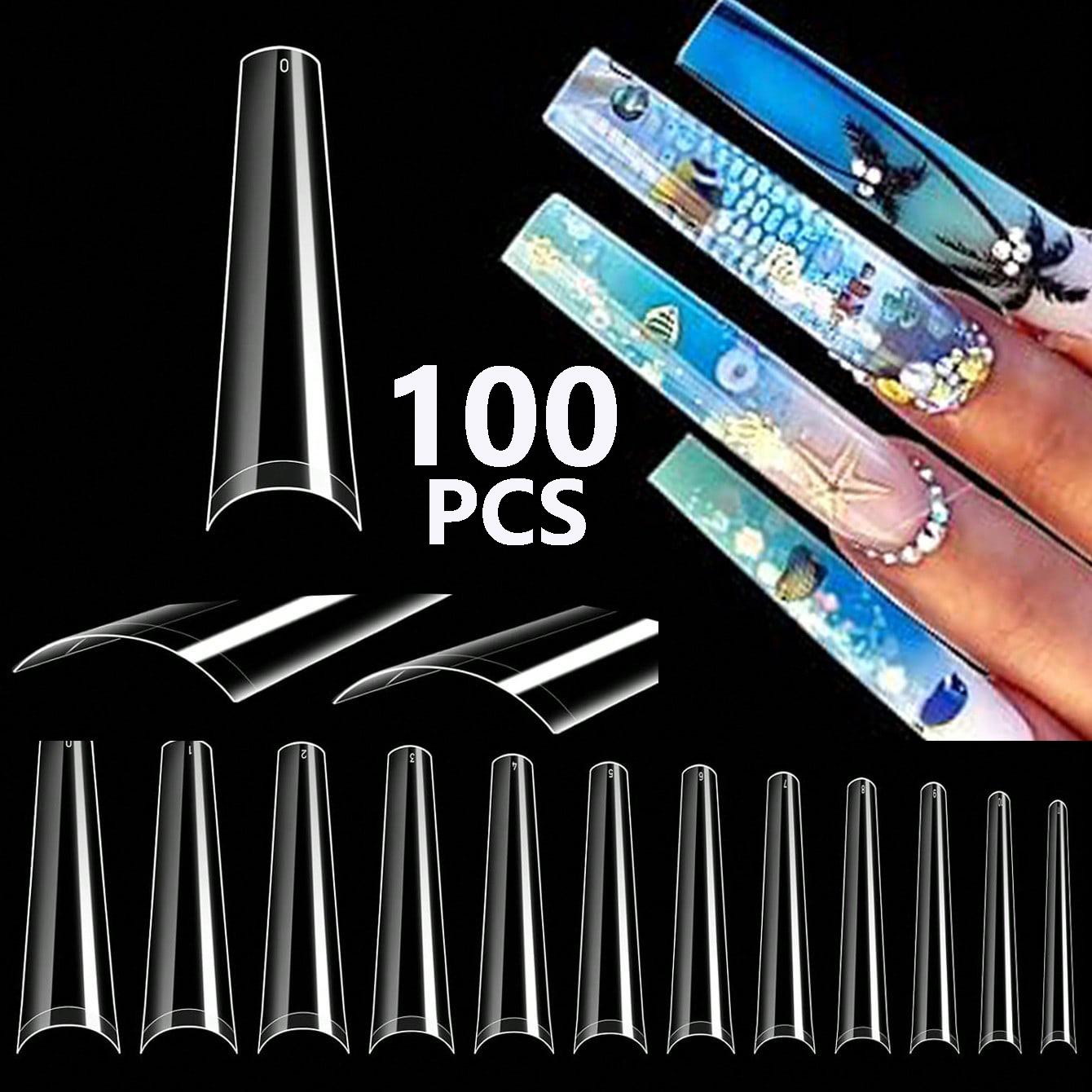 100Pcs XXL Transparent French  - Nail Art Xxl ulasan dan harga