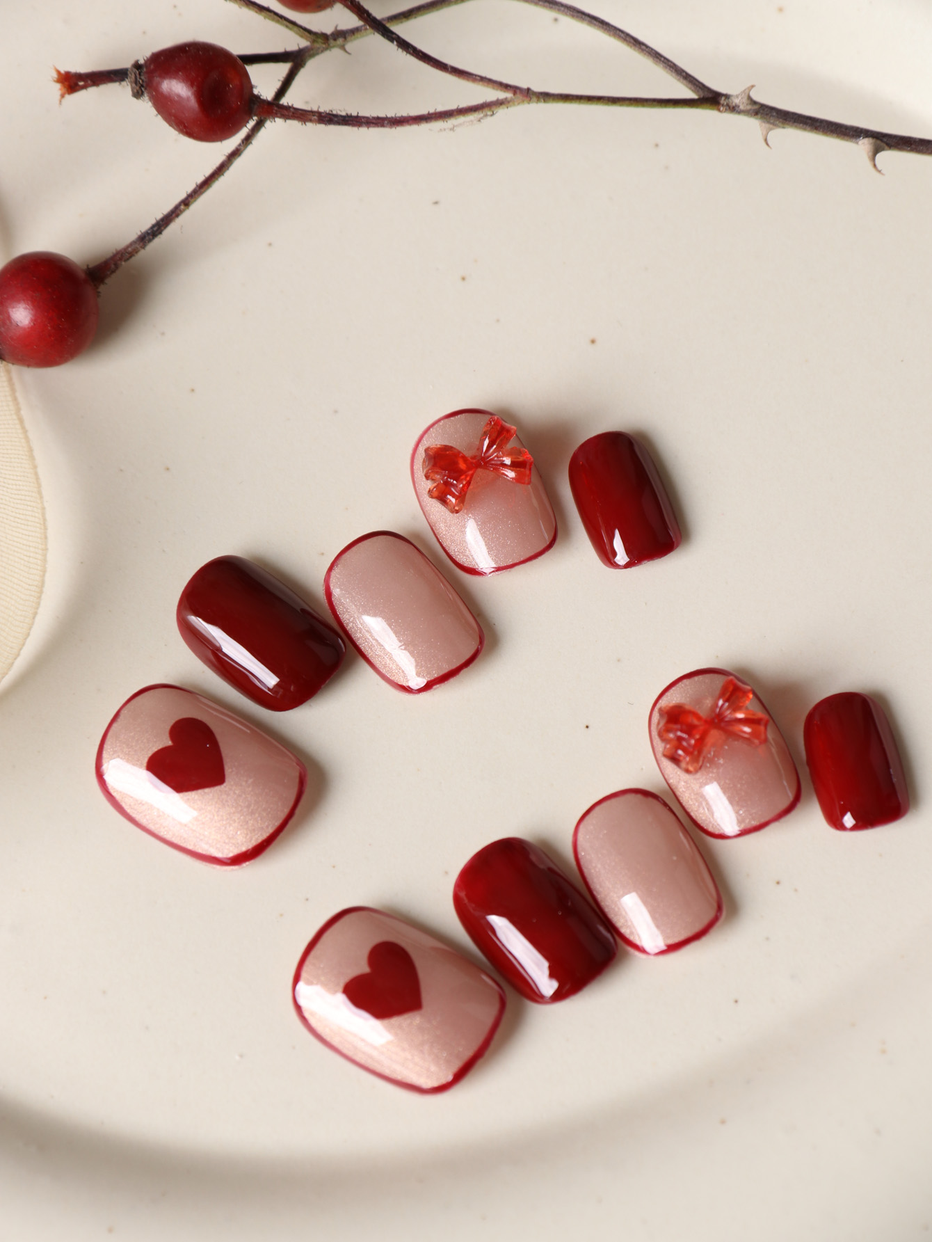 10Pcs Press on Nails Short Red - Nail Adhesive Tab ulasan dan harga