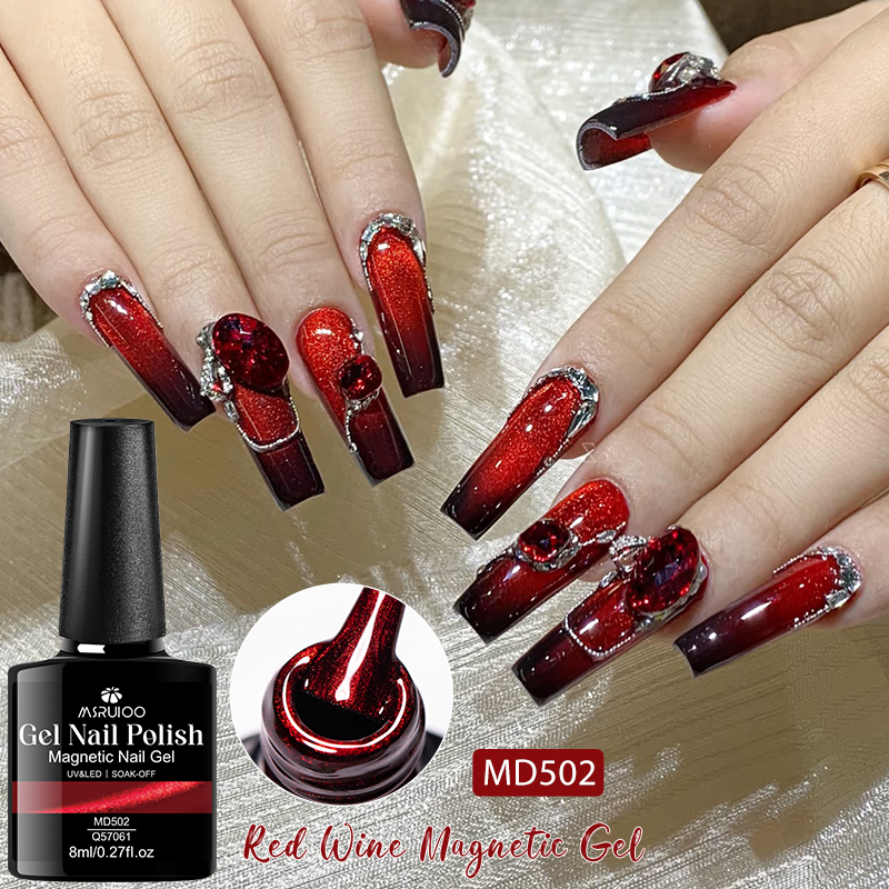 MSRUIOO 8ml Wine Red Rose Red  - Nail Art Red Wine Cat Eye ulasan dan harga