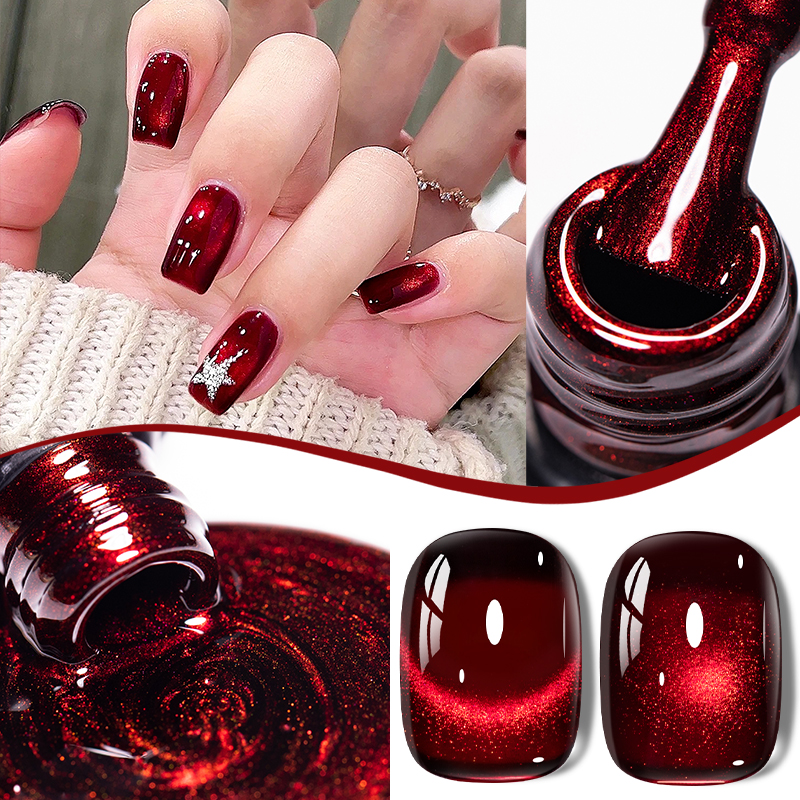 MSRUIOO 8ml Wine Red Rose Red  - Nail Art Red Wine Cat Eye ulasan dan harga
