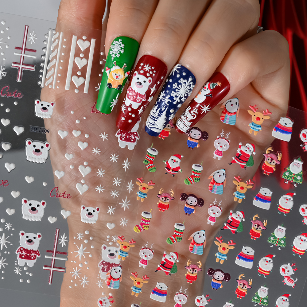 1Sheet 5D Embossed Christmas N - Nail Art Xmas ulasan dan harga