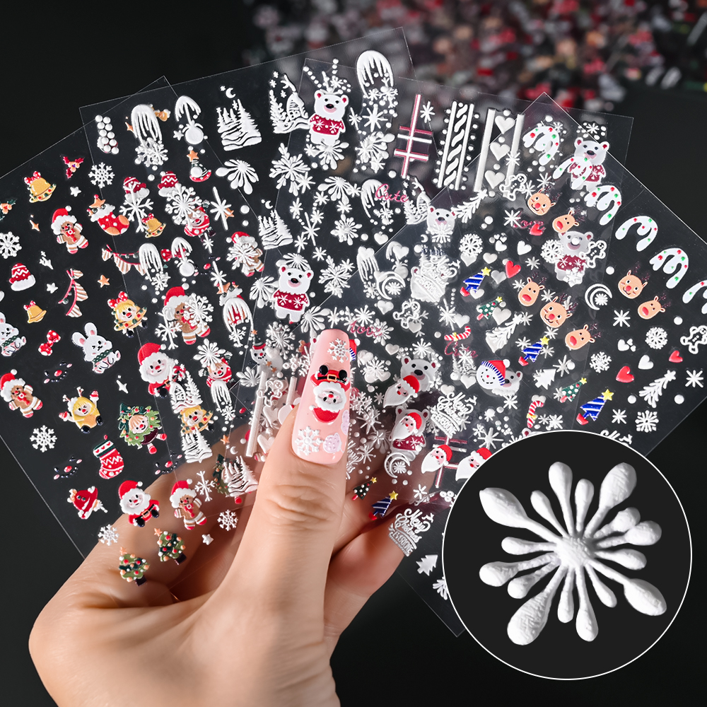 1Sheet 5D Embossed Christmas N - Nail Art Xmas ulasan dan harga