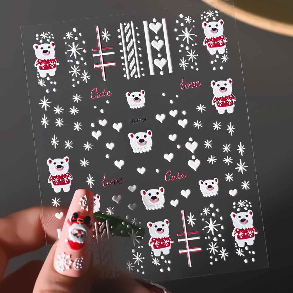 1Sheet 5D Embossed Christmas N - Nail Art Xmas ulasan dan harga