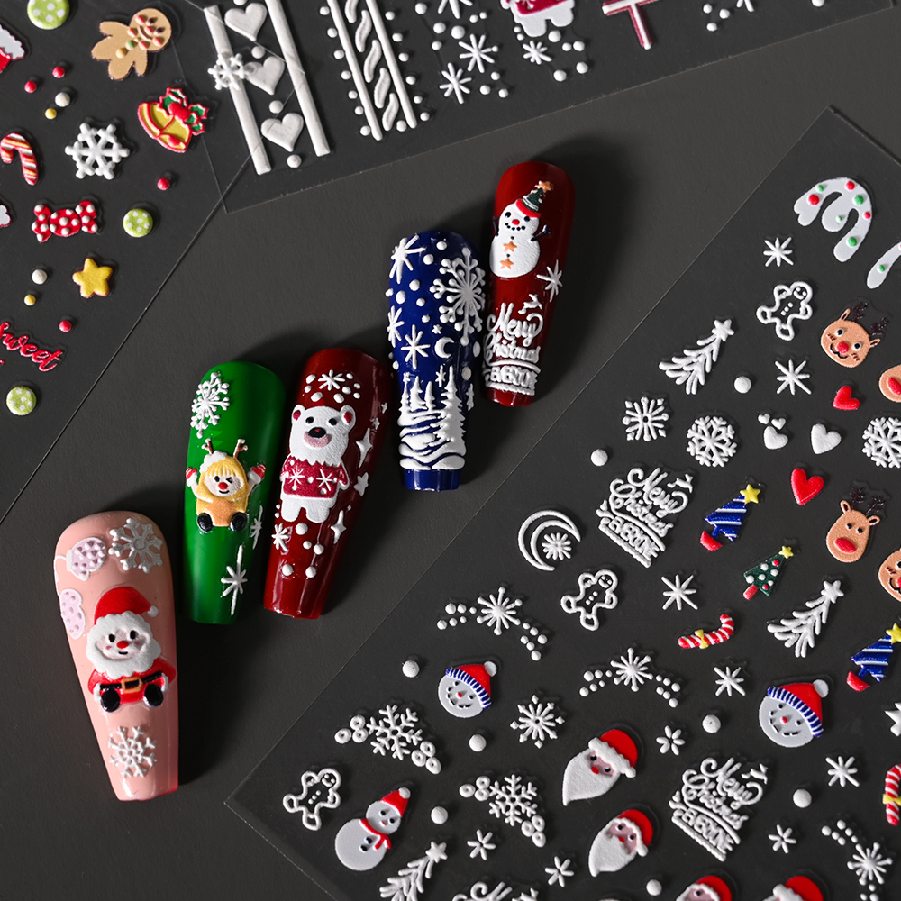 1Sheet 5D Embossed Christmas N - Nail Art Xmas ulasan dan harga