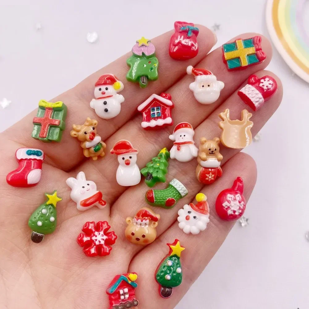 50pcs Resin Mini Colorful Chri - Nail Art Xmas ulasan dan harga