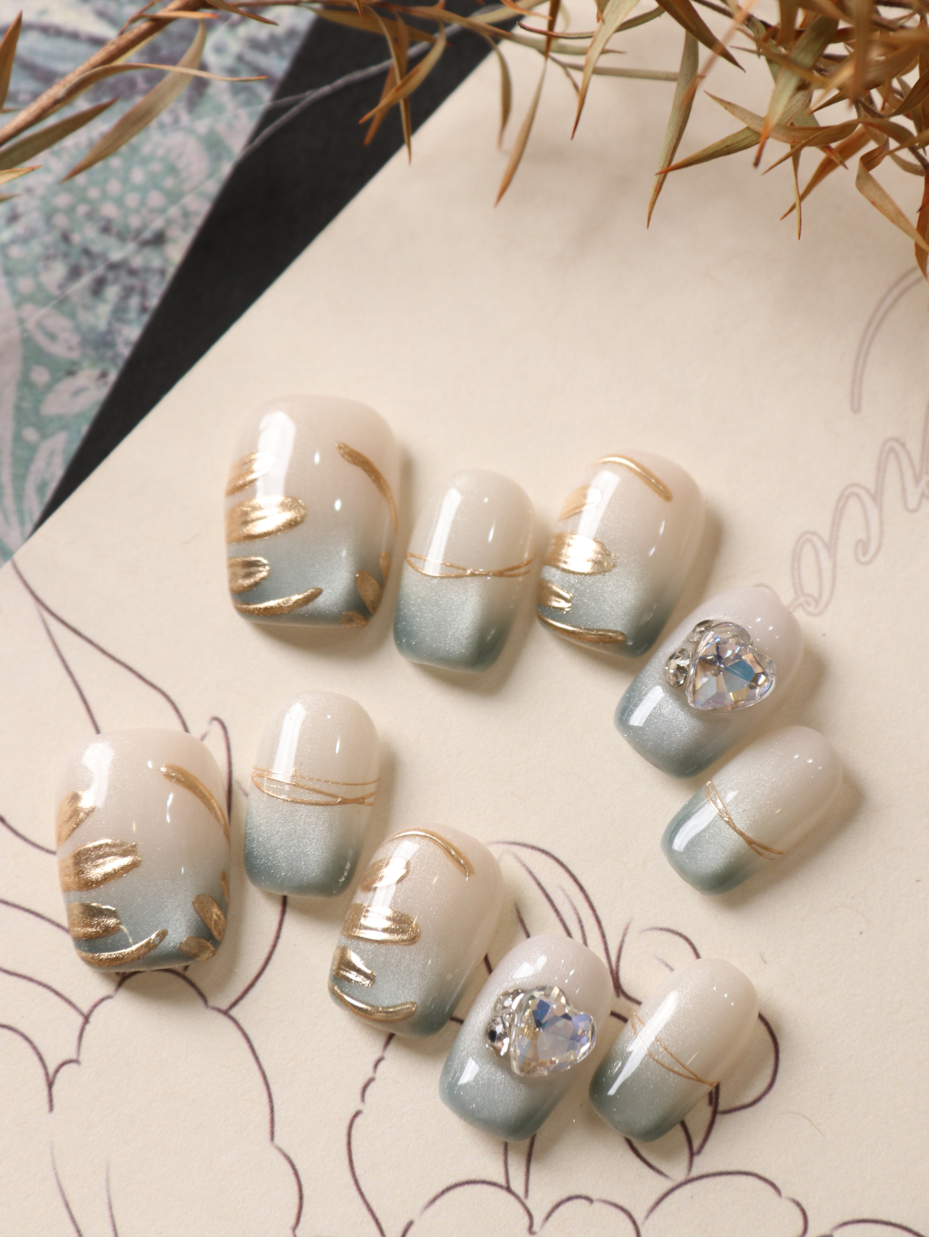 10Pcs Press on Nails Short Blu - Nail Adhesive Tab ulasan dan harga