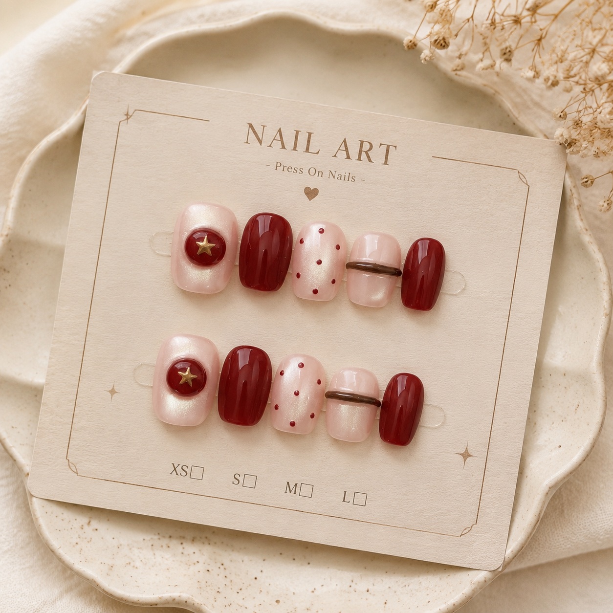 10pcs Nude Pearl Cat Eye Wine  - Nail Art Red Wine Cat Eye ulasan dan harga