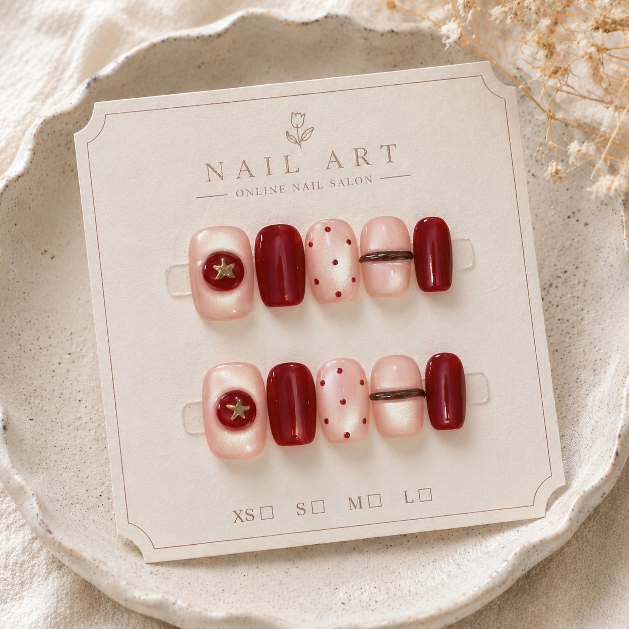 10pcs Nude Pearl Cat Eye Wine  - Nail Art Red Wine Cat Eye ulasan dan harga