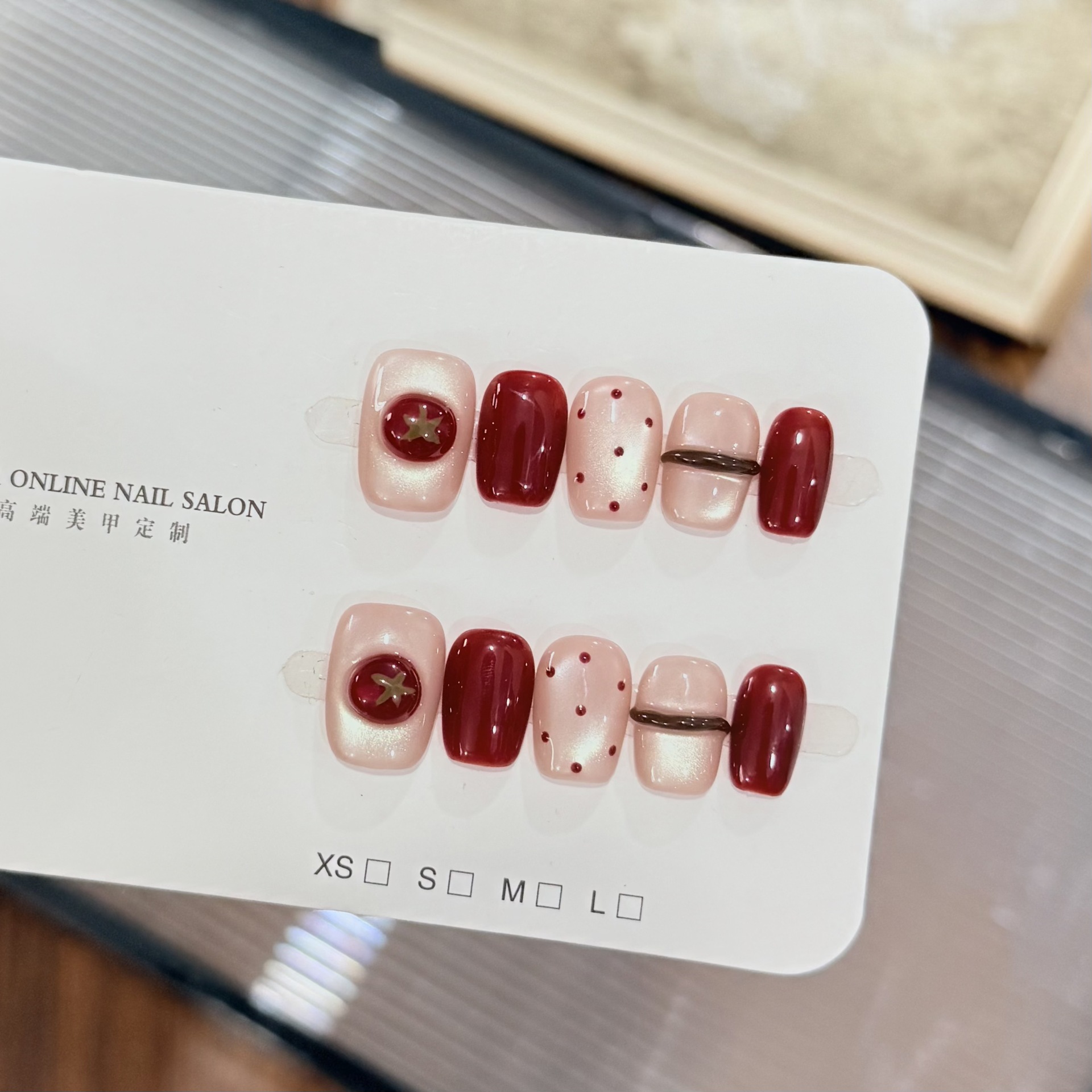 10pcs Nude Pearl Cat Eye Wine  - Nail Art Red Wine Cat Eye ulasan dan harga